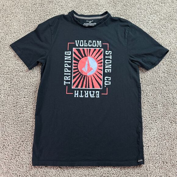 Volcom Stone Shirt Mens S Black Red Earth Tripping Skater Skateboarding - Picture 1 of 9